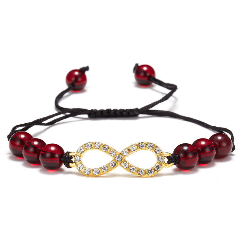 Black Rope Woven Bracelet Rhinestone Amethyst