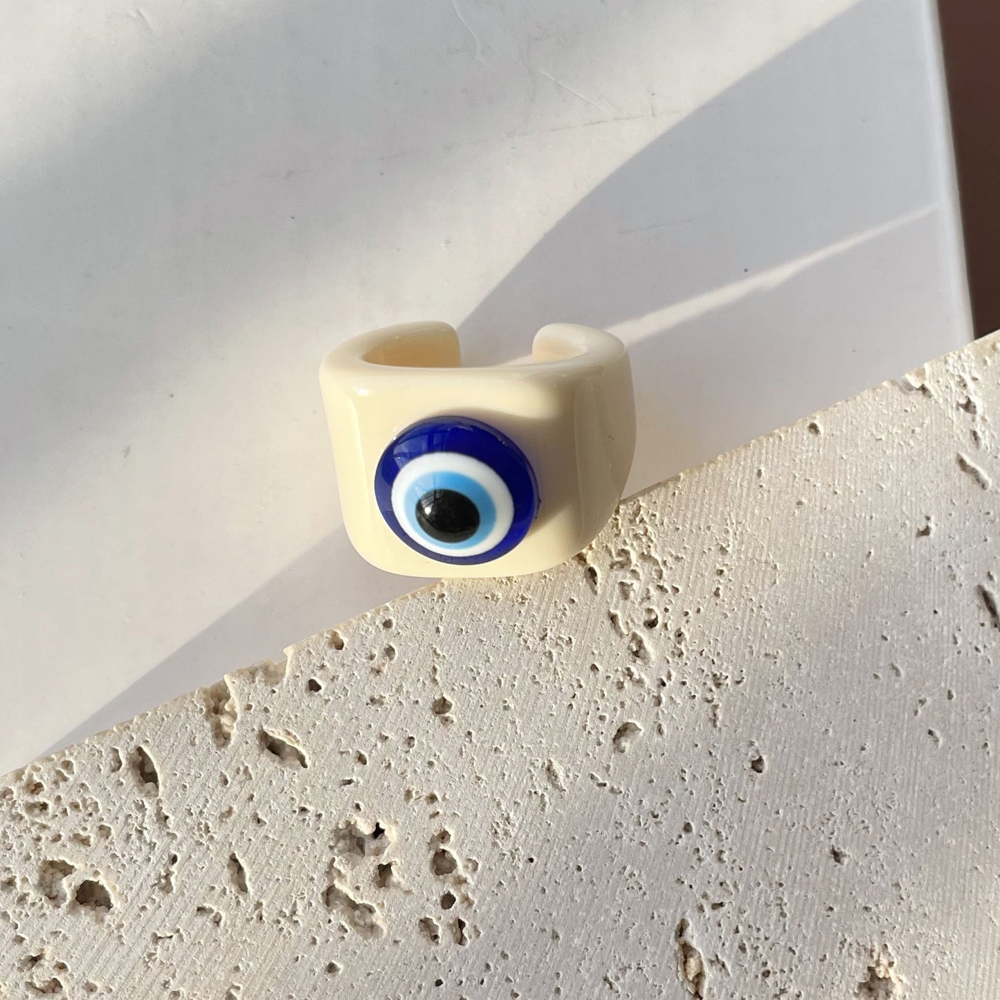 Colorful Acrylic Evil Eye Geometry Ring