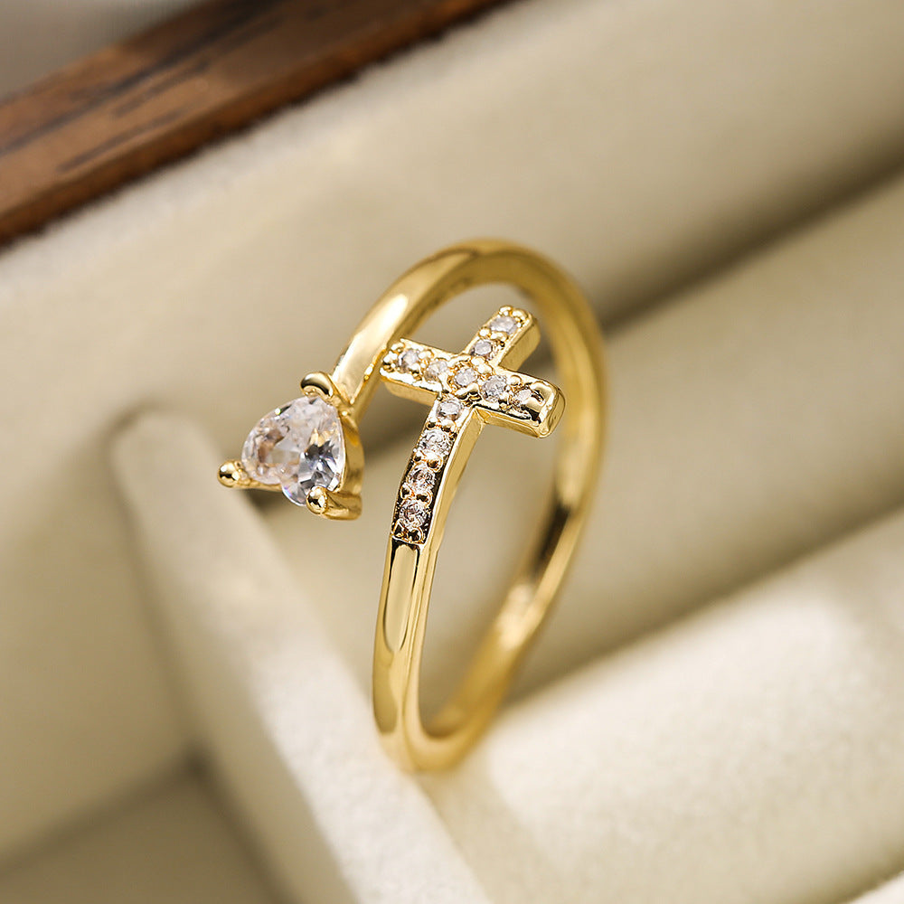 Clear Shiny CZ Zircon Cross Evil Eye Rings For Women Girl Finger Accessories Party Jewelry Gift