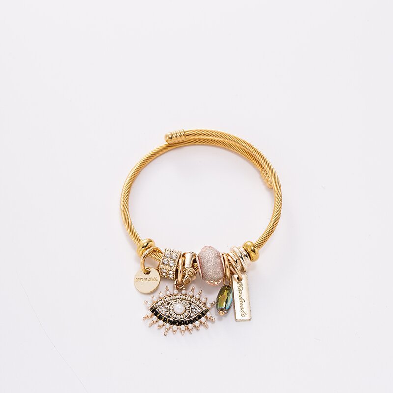 DIY Demon Eye Crystal Stainless Steel Evil Eye Bracelet