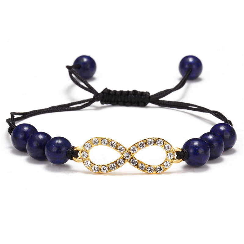Black Rope Woven Bracelet Rhinestone Amethyst
