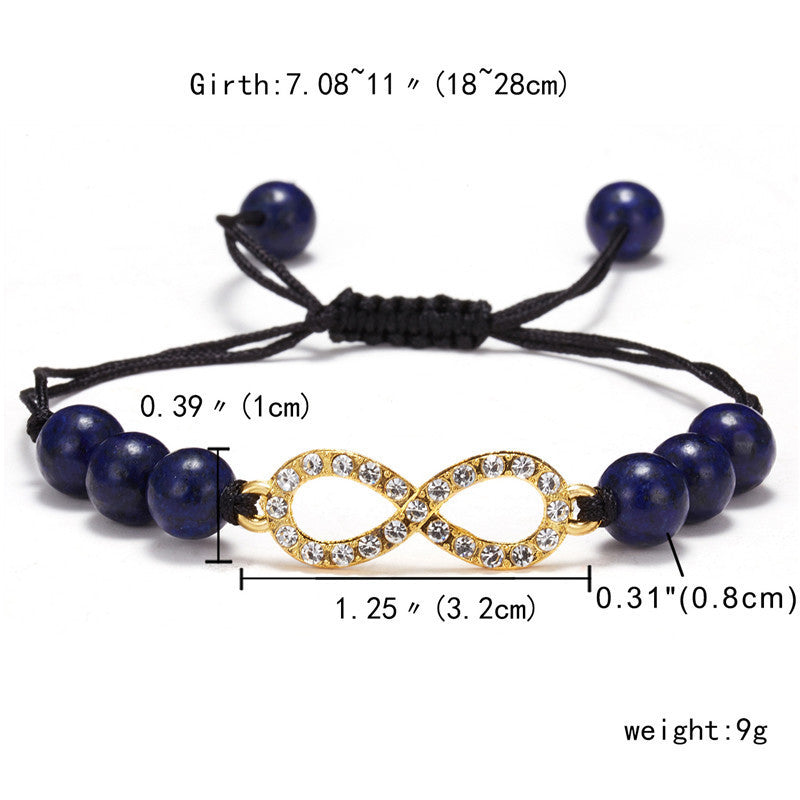 Black Rope Woven Bracelet Rhinestone Amethyst