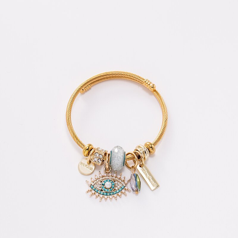 DIY Demon Eye Crystal Stainless Steel Evil Eye Bracelet