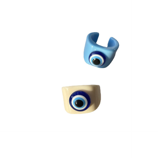 Colorful Acrylic Evil Eye Geometry Ring