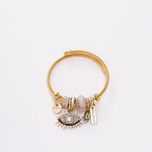 DIY Demon Eye Crystal Stainless Steel Evil Eye Bracelet